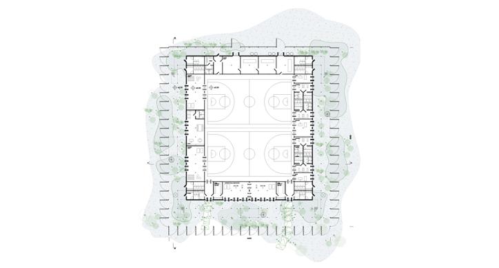 Arhitektura dvorane: Prefabricated Palace Petrinja