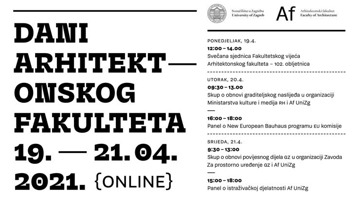 DANI  ARHITEKTONSKOG  FAKULTETA 19. — 21. 04.  2021. {online}
